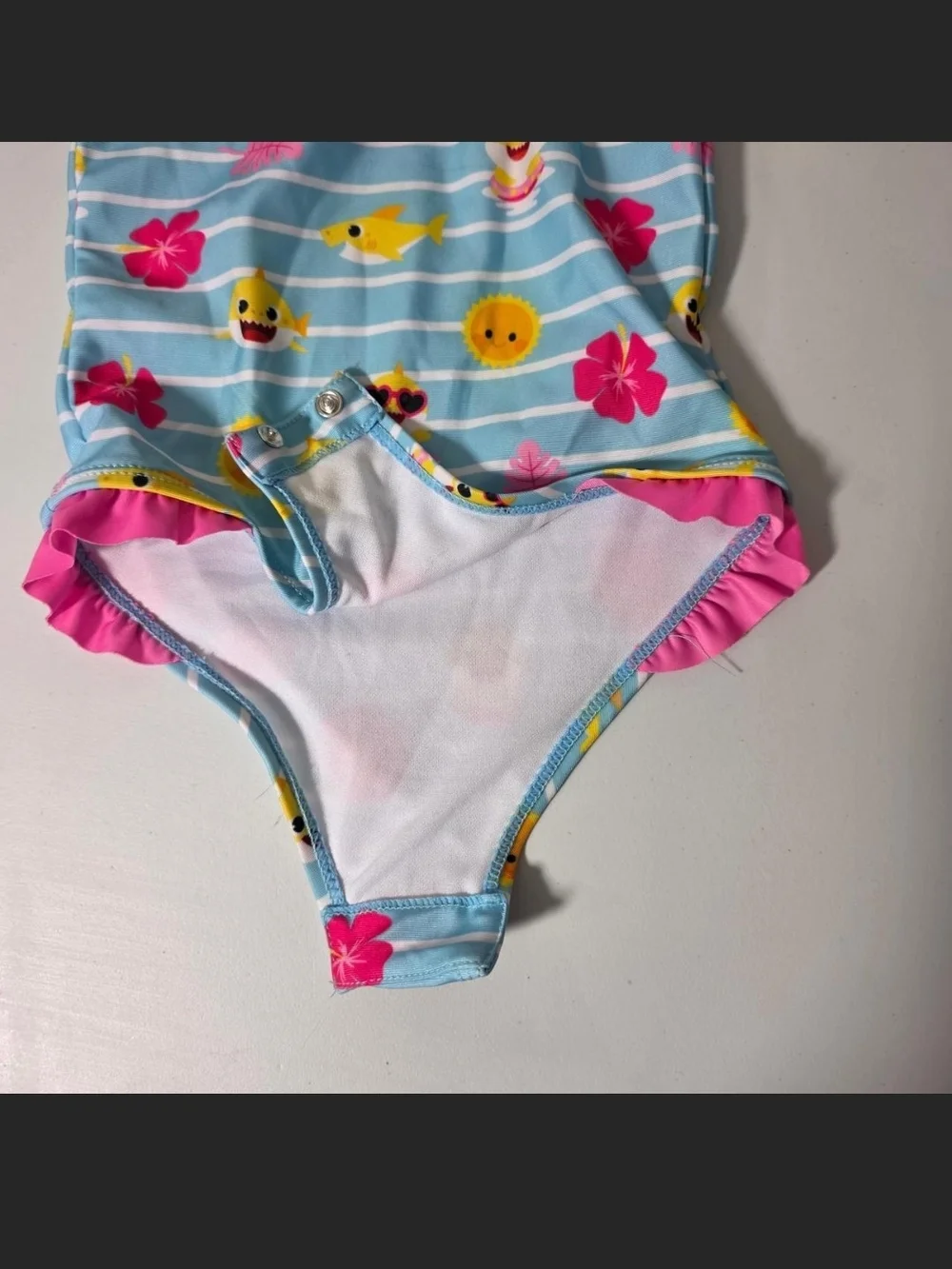 Nickelodeon Pink and Light Blue Baby Shark One-Piece Swimsuit